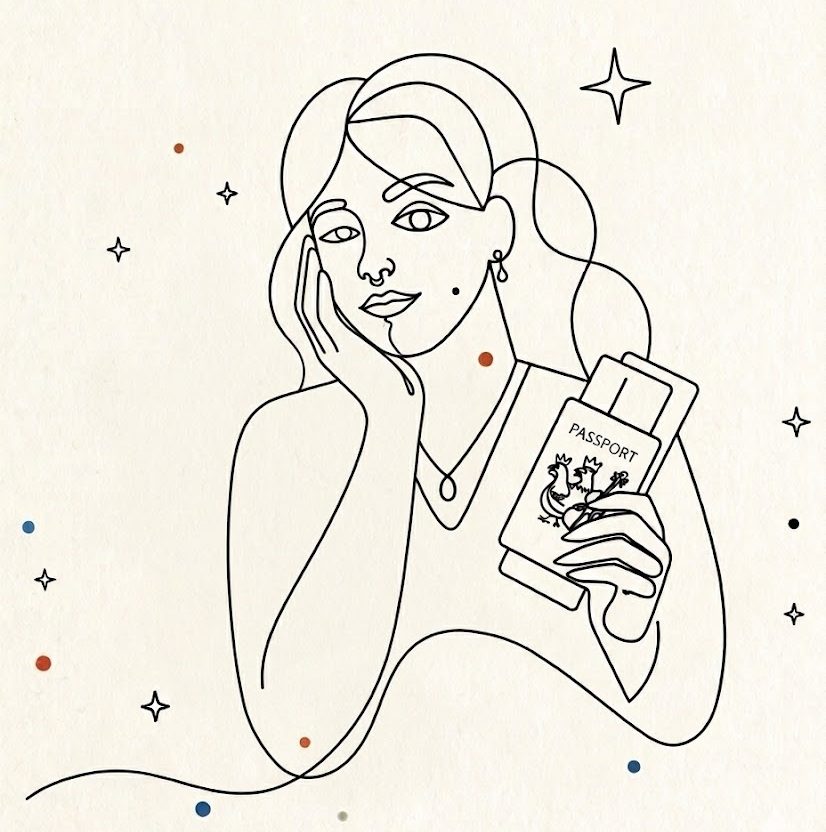 Line illustration portrait of Sofía Gil, author of Spanish with Sofís